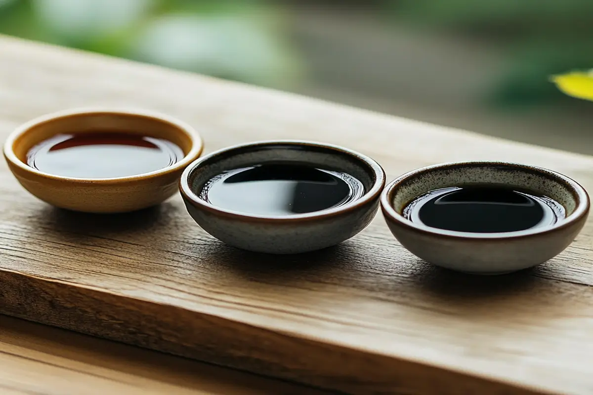 Comparison of oyster sauce, soy sauce, and hoisin sauce